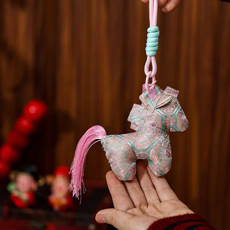 Ornement suspendu vintage représentant un cheval du zodiaque - Rose - 4 pièces - 11 cm x 23 cm - image 2