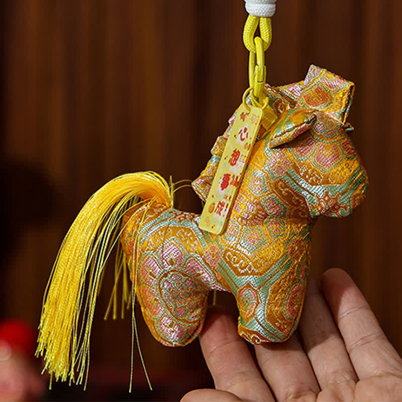 Ornement suspendu vintage représentant un cheval du zodiaque - Jaune - 4 pièces - 11 cm x 23 cm - image 4
