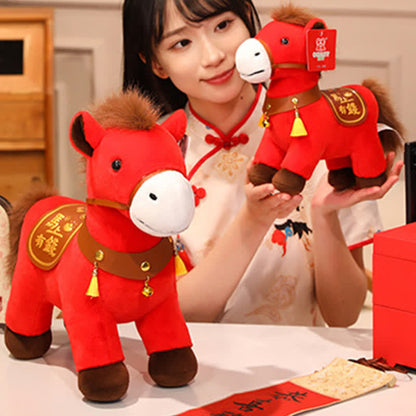 Peluche décorative Cheval du Zodiaque Rouge - image 2