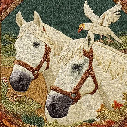 Sac de rangement pliable de style vintage avec motif de cheval et d'oiseau - image 3
