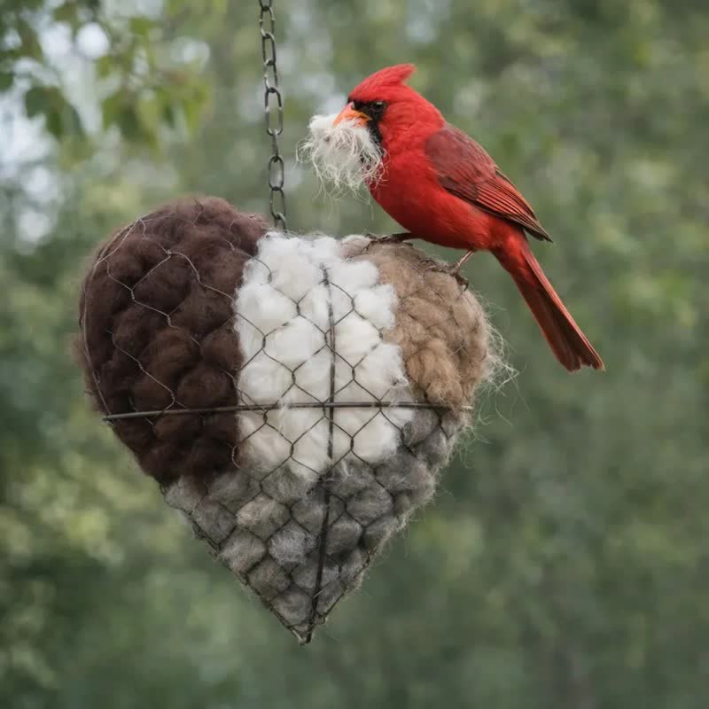 Ornement suspendu en forme de cœur nichoir d'oiseau fait main - image 4