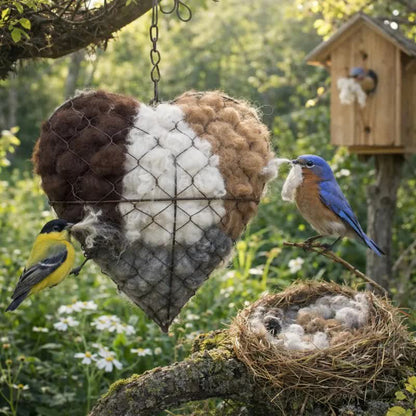 Ornement suspendu en forme de cœur nichoir d'oiseau fait main - image 6