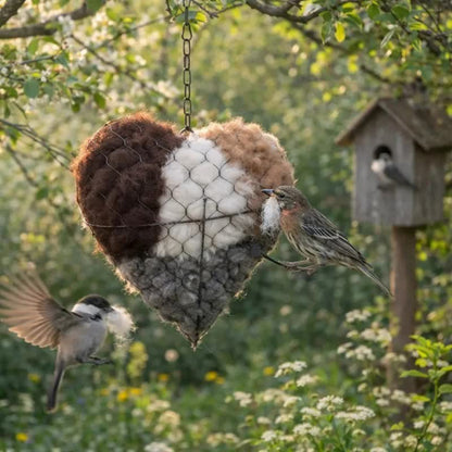 Ornement suspendu en forme de cœur nichoir d'oiseau fait main - image 5