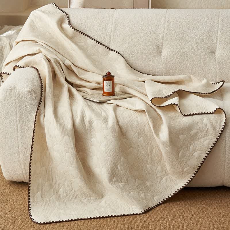 Couette en coton et lin à motif de feuilles - image 1