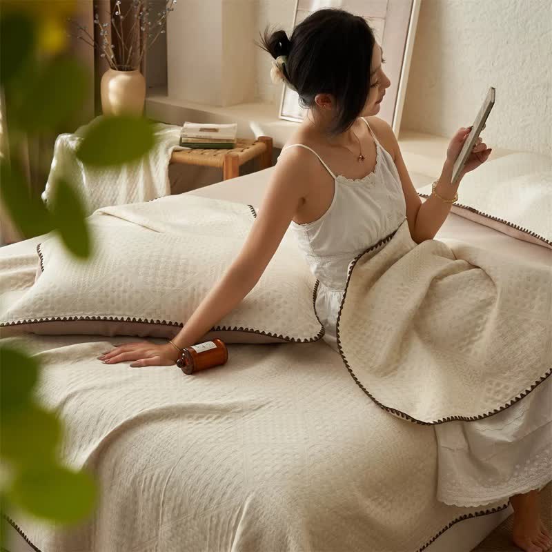 Couette en coton et lin gaufré texturé - image 2