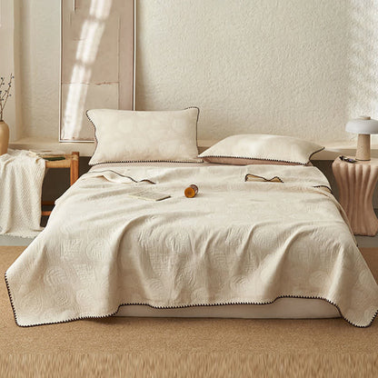 Couette texturée en coton et lin à motif botanique de feuilles - Couette avec 2 taies d'oreiller - 230 cm x 240 cm - image 0