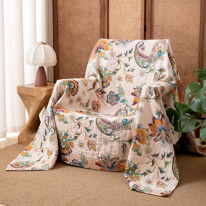 Couverture vintage en gaze de coton de style ethnique - 230 cm x 250 cm - image 0