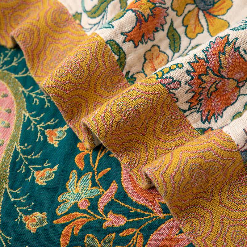 Couverture réversible en gaze de coton à motifs cachemire et floraux - image 5