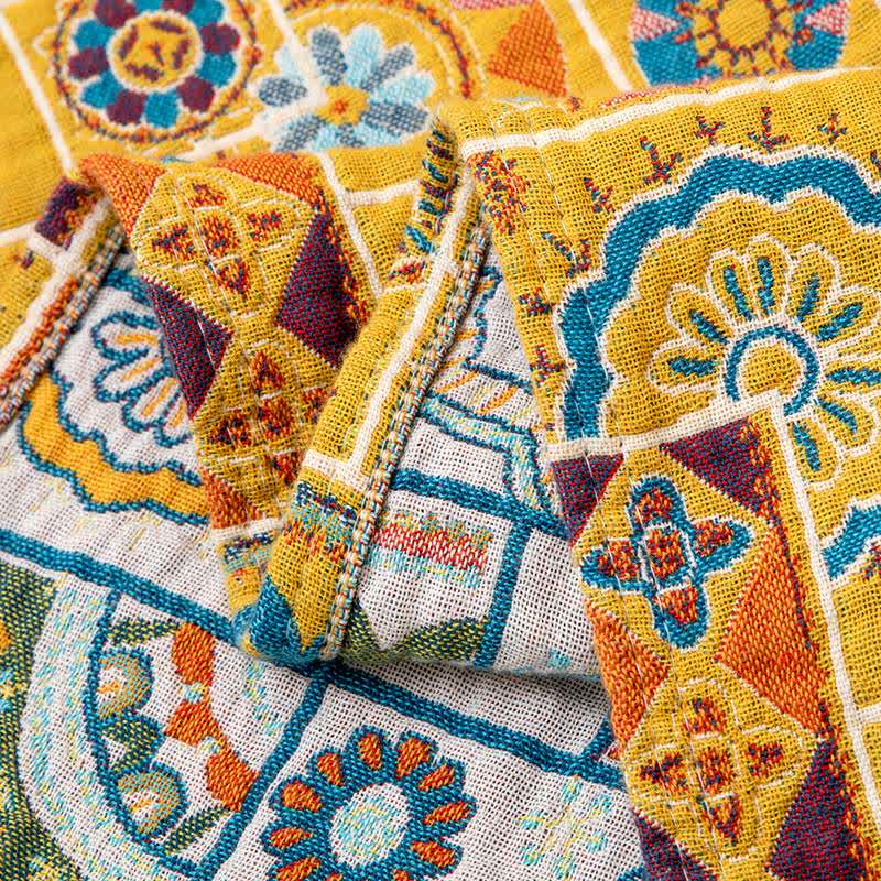 Couverture en gaze de coton à motif géométrique à carreaux - image 5