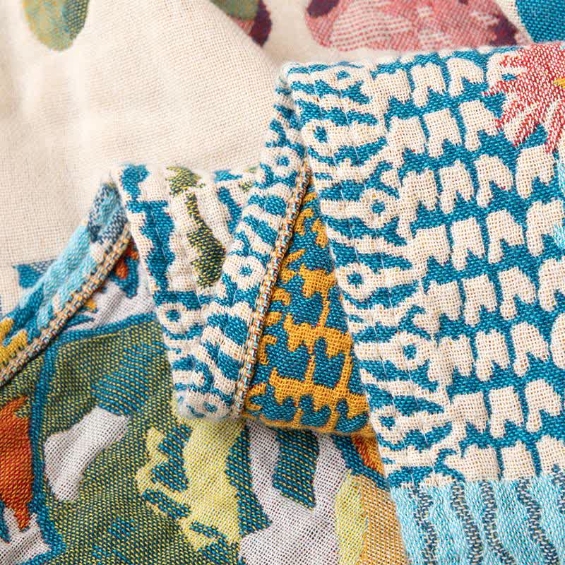 Couverture patchwork artistique en gaze de coton à motif floral - image 5