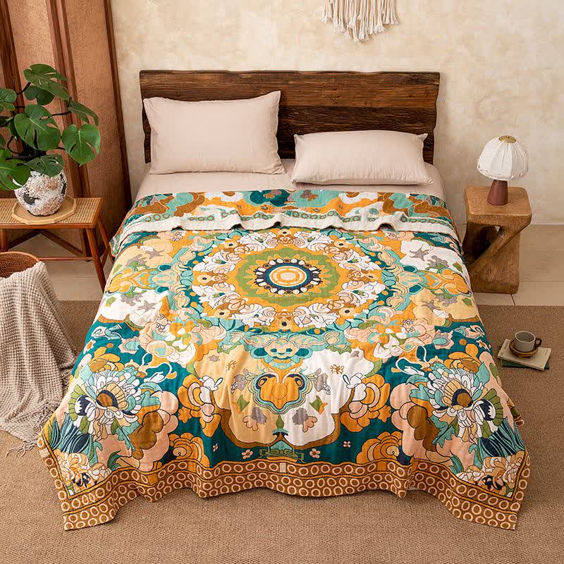 Couverture luxueuse en gaze de coton rétro à motif floral - image 3