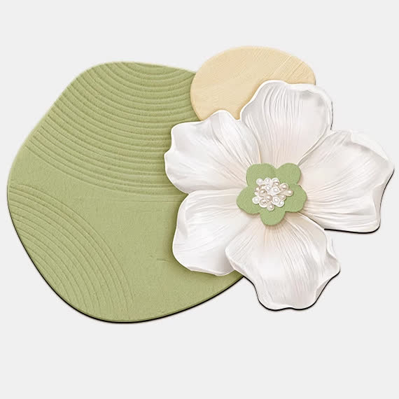 Tapis de bain en terre de diatomées à motif floral - Vert - 80 cm x 120 cm - image 2