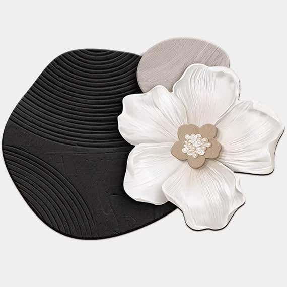 Tapis de bain en terre de diatomées à motif floral - Noir - 80 cm x 120 cm - image 1