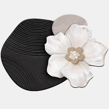 Tapis de bain en terre de diatomées à motif floral - Noir - 80 cm x 120 cm - image 1