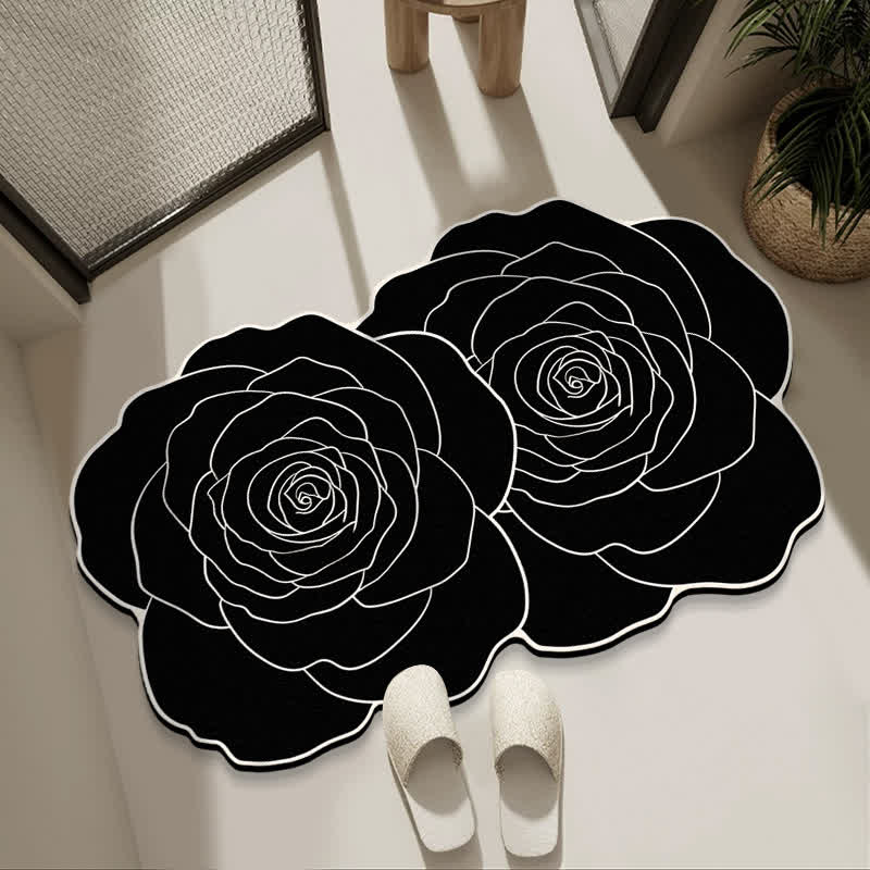 Tapis de bain en terre de diatomées, inspiré des roses - Noir - 80 cm x 120 cm - image 2
