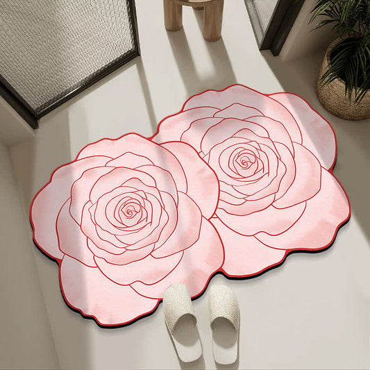 Tapis de bain en terre de diatomées, inspiré des roses - Rose - 80 cm x 120 cm - image 0