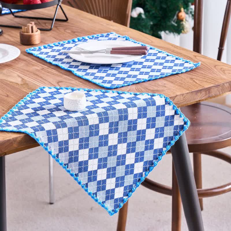 Sets de table en tissu jacquard à motif losanges (4 pièces) - image 5