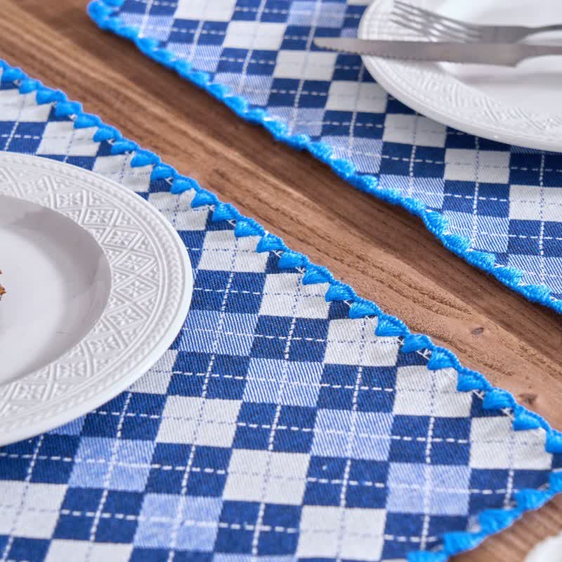 Sets de table en tissu jacquard à motif losanges (4 pièces) - image 8