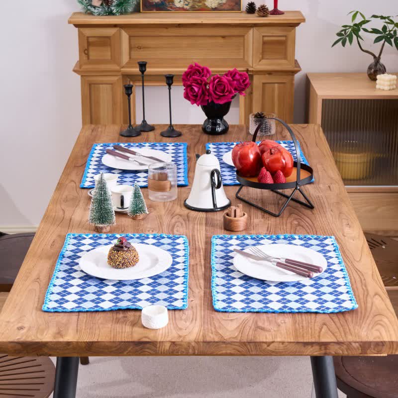 Sets de table en tissu jacquard à motif losanges (4 pièces) - image 2