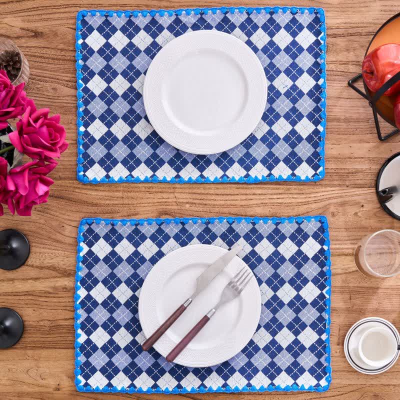 Sets de table en tissu jacquard à motif losanges (4 pièces) - image 7