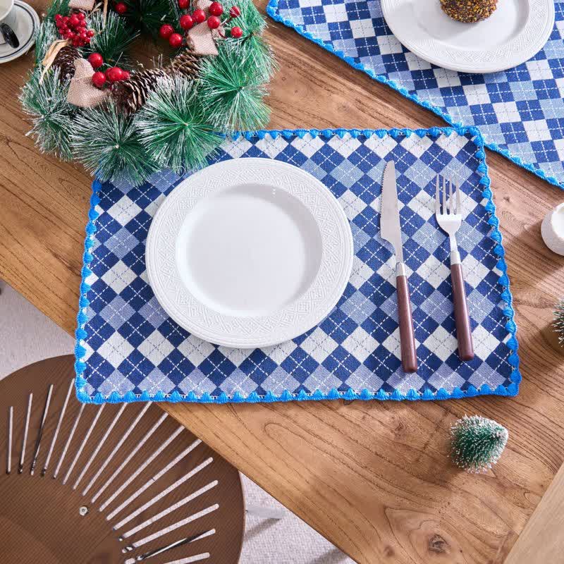 Sets de table en tissu jacquard à motif losanges (4 pièces) - image 6