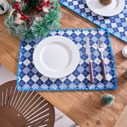 Sets de table en tissu jacquard à motif losanges (4 pièces) - image 6