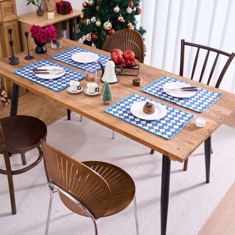 Sets de table en tissu jacquard à motif losanges (4 pièces) - image 1