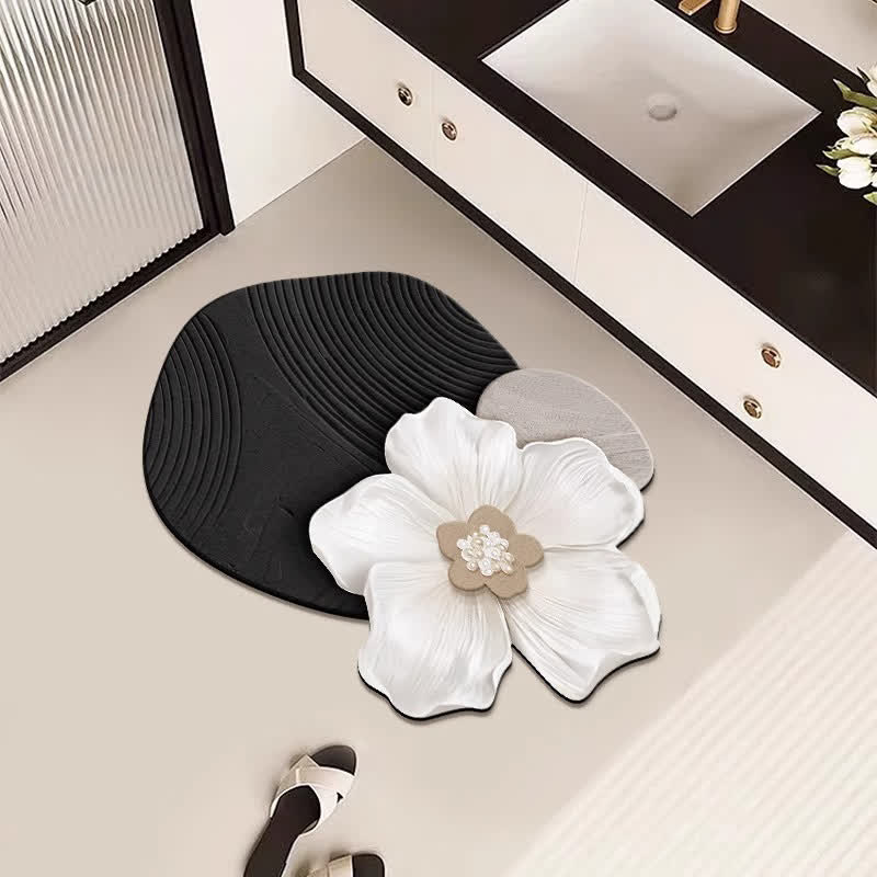 Tapis de bain en terre de diatomées à motif floral - image 0
