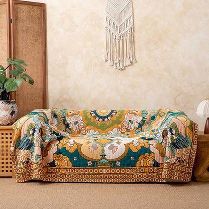 Couverture luxueuse en gaze de coton rétro à motif floral - image 1