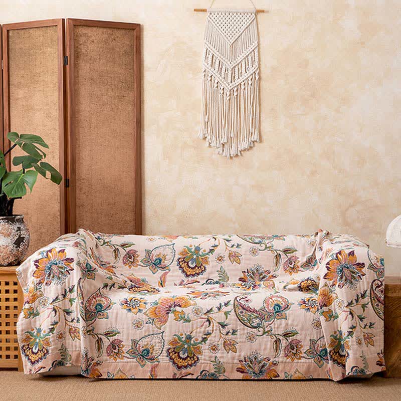 Couverture vintage en gaze de coton de style ethnique - image 1