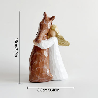 Figurine de fille et cheval peinte à la main en résine – décoration intérieure - image 3