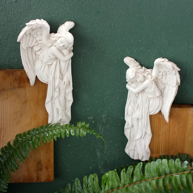 Décoration d'angle de cadre de porte « Ange endormi » - Ensemble d'anges (gauche et droite) - 2 pièces - 16 cm x 8 cm x 3,7 cm - image 0