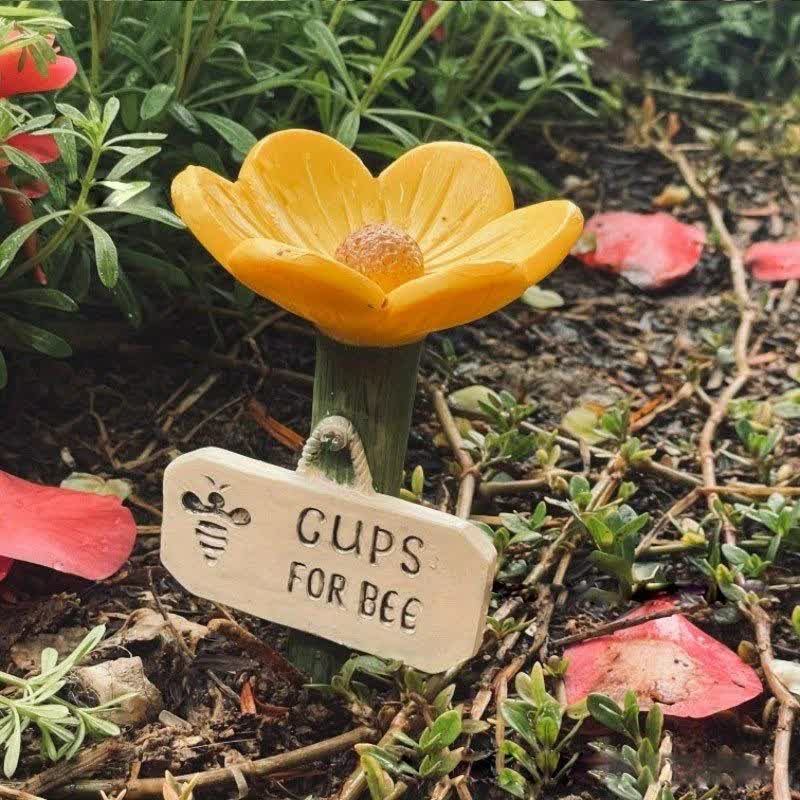 Abreuvoir pour abeilles en forme de fleur, en résine - Jaune - 4 pièces - 6,5 cm x 10 cm - image 6