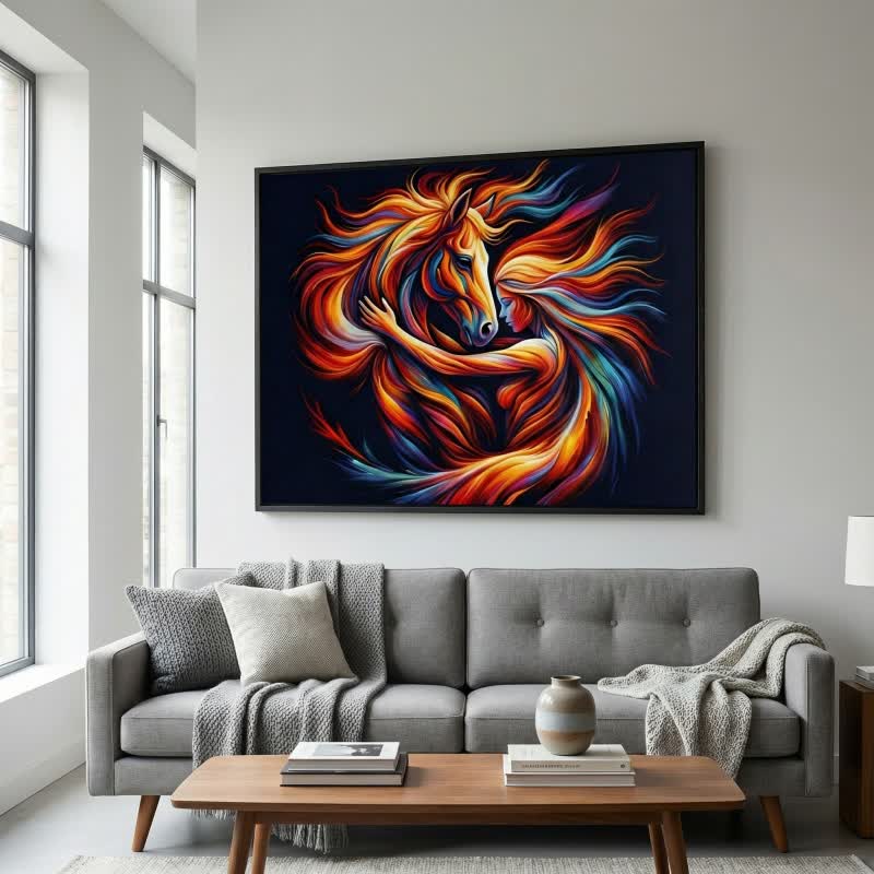 Décoration murale représentant un cheval et une déesse - Coloré - 40 cm x 60 cm - image 0