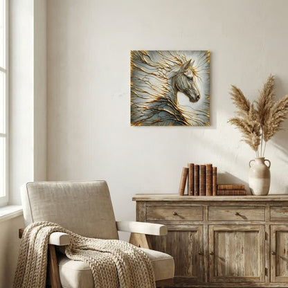 Décoration murale à motif de cheval en effet 3D - Gris - 40 cm x 60 cm - image 0