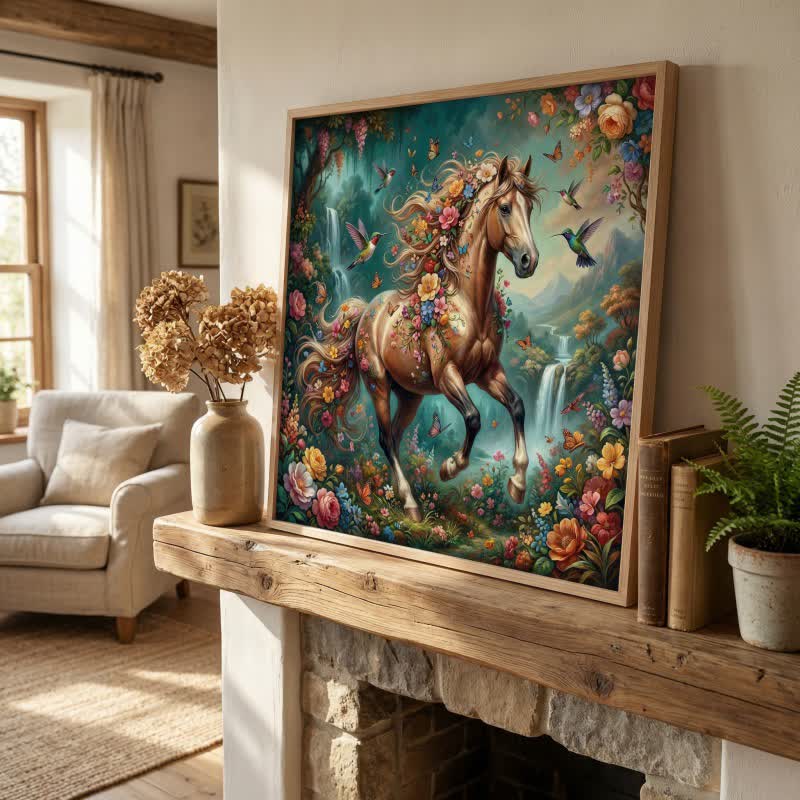 Décoration murale avec motif de cheval et de fleur en effet 3D - image 2