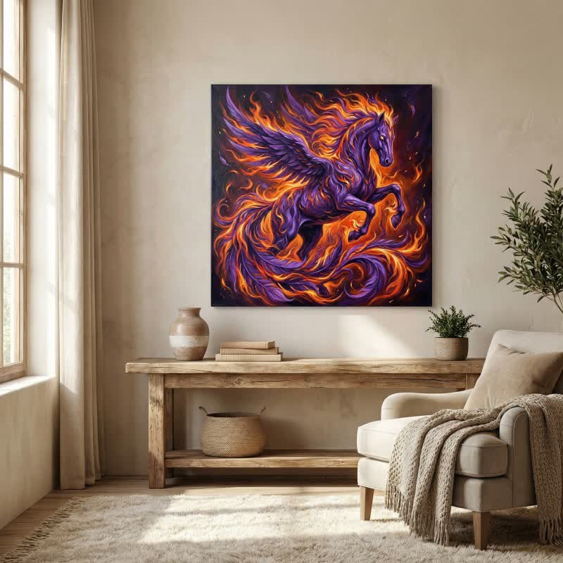 Fresque majestueuse de Pégase avec effet 3D - Violet - 40 cm x 60 cm - image 0