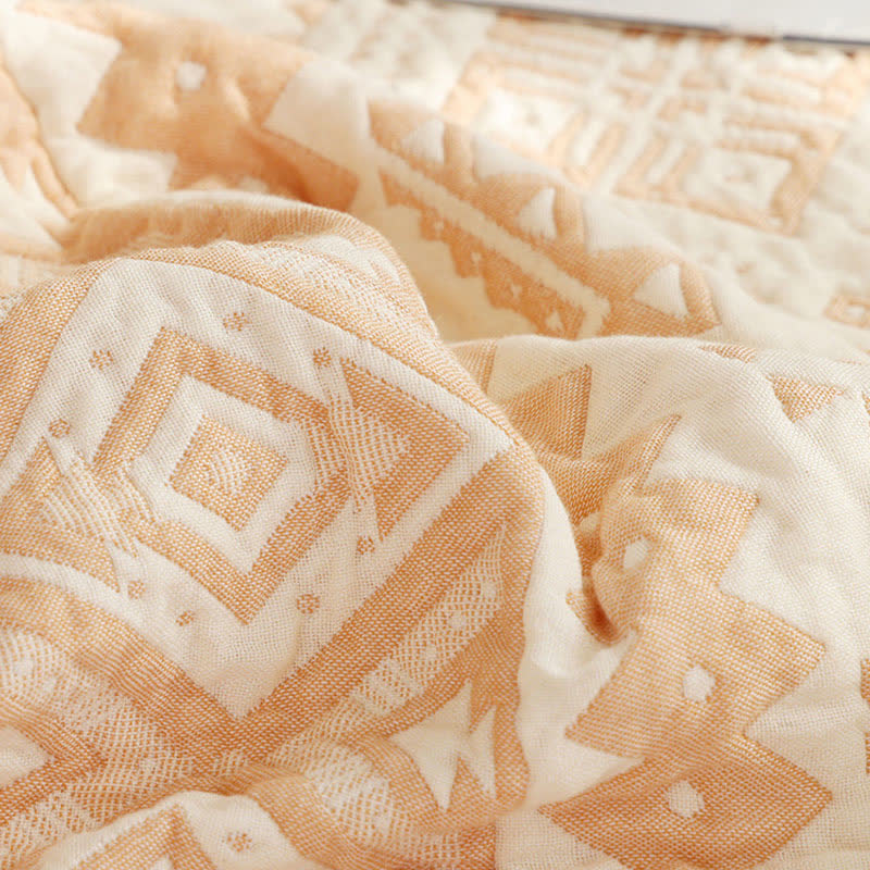 Couette en gaze de coton beige à motif géométrique - image 3