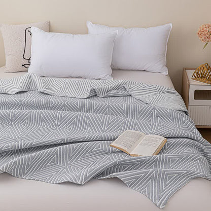 Couette réversible en gaze de coton à motif triangulaire - Gris - 200 cm x 230 cm - image 8