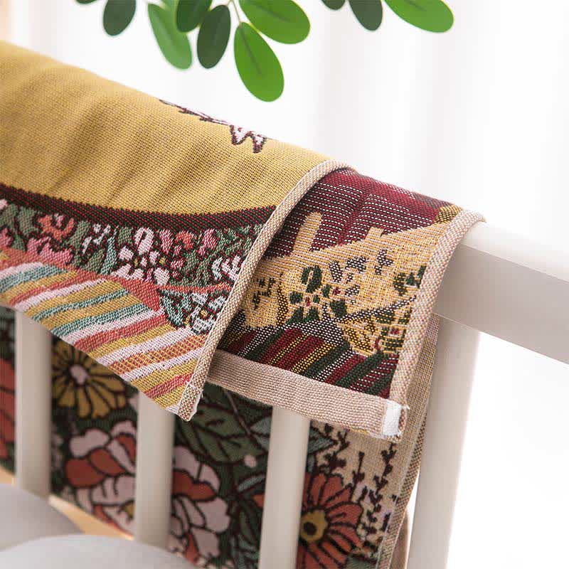 Serviette rustique en coton à motif de chevaux et de fleurs - image 2