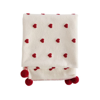 Couverture douce en forme de cœur avec des pompons - image 7