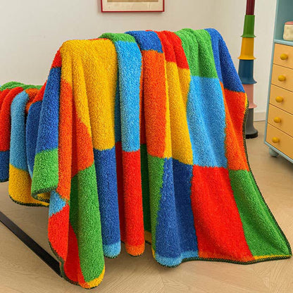 Couverture colorée, à carreaux, toute douce et moelleuse - image 5