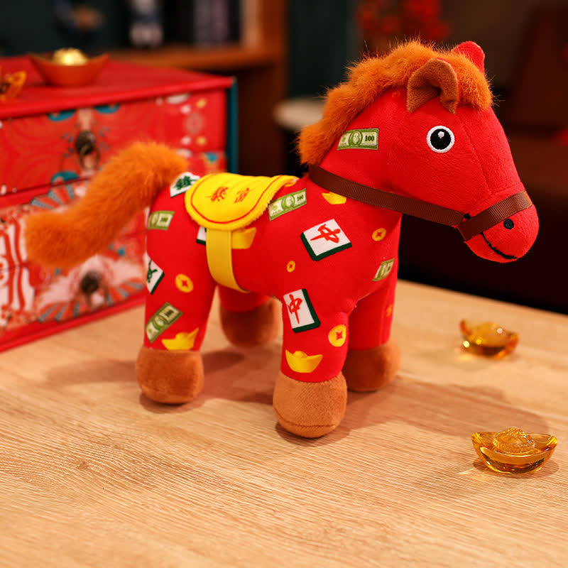 Peluche festive pour l'Année du Cheval 2026 - Rouge (Devenir riche) - 2 pièces - 32 cm - image 9