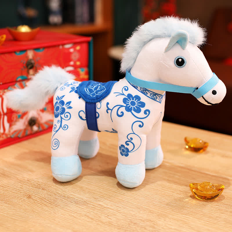 Peluche festive pour l'Année du Cheval 2026 - Beige (porcelaine bleue et blanche) - 2 pièces - 32 cm - image 15