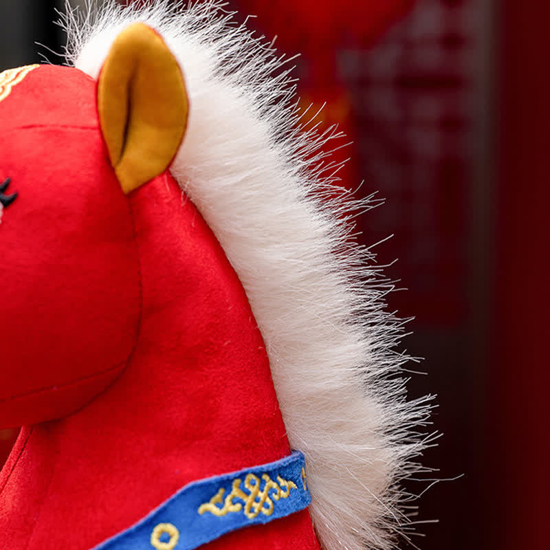 Peluche mascotte de cheval majestueux rouge et or - image 10