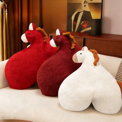 Coussin créatif en peluche sherpa en forme de croupe de cheval - image 1