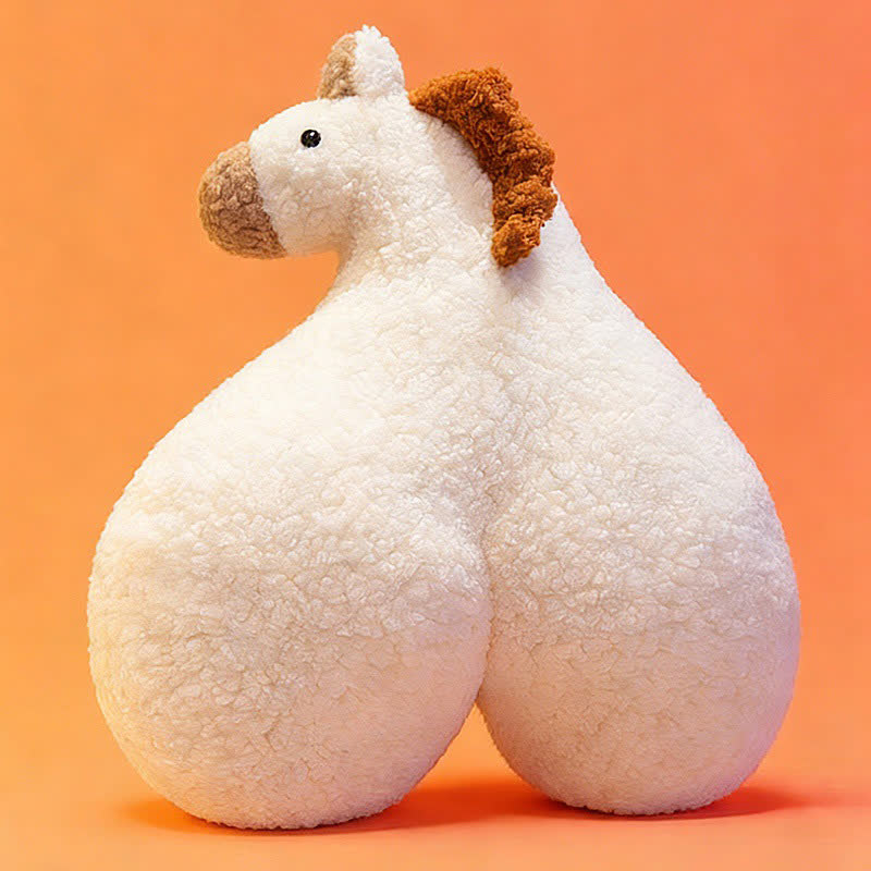 Coussin créatif en peluche sherpa en forme de croupe de cheval - Blanc - 50 cm x 55 cm - image 7