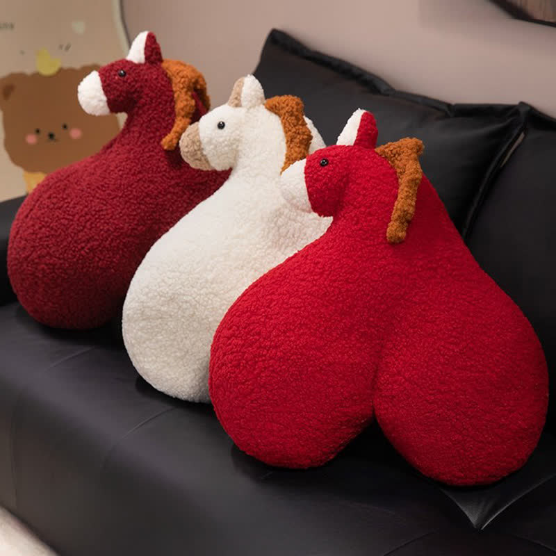 Coussin créatif en peluche sherpa en forme de croupe de cheval - image 2