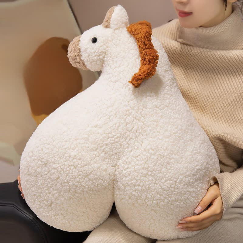 Coussin créatif en peluche sherpa en forme de croupe de cheval - image 8