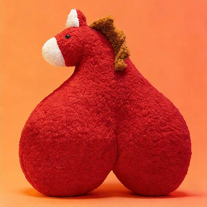 Coussin créatif en peluche sherpa en forme de croupe de cheval - Rouge - 50 cm x 55 cm - image 3